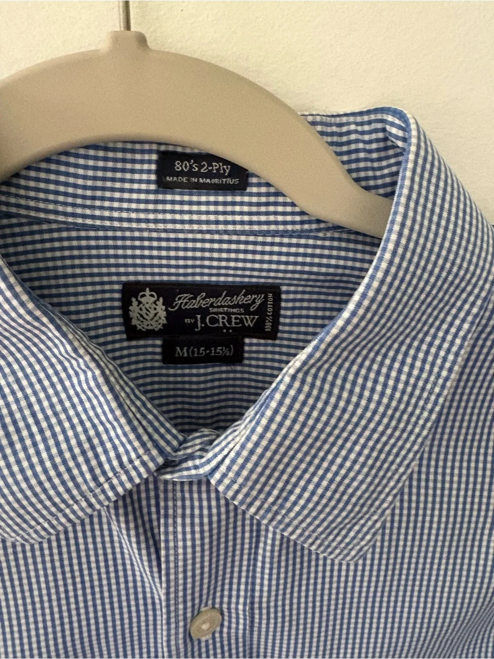J. Crew Haberdashery 80s 2 ply Blue check button down size M (15-15.5) Nice!